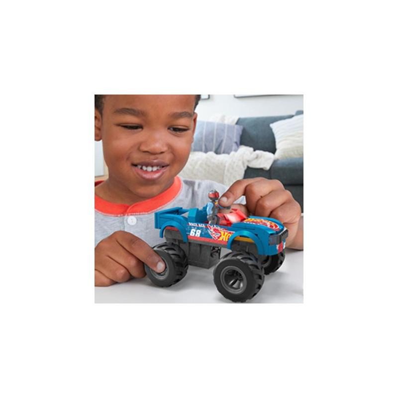 Mattel MEGA Hot Wheels Smash-und-Crash Race Ace Monster Truck, Konstruktionsspielzeug