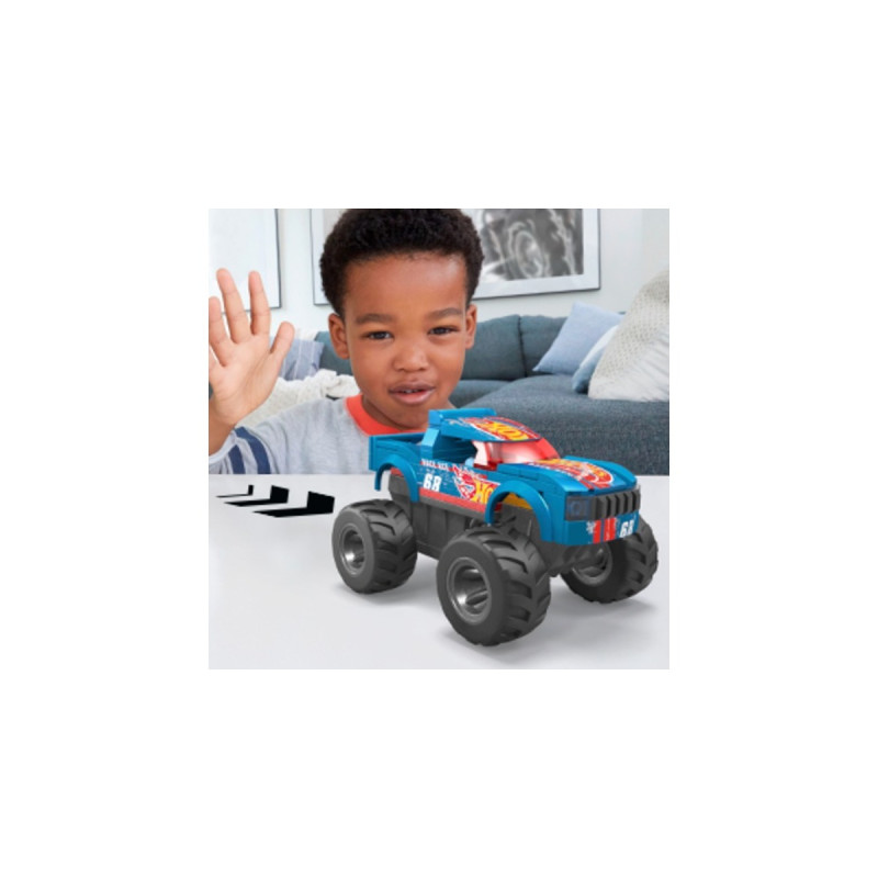 Mattel MEGA Hot Wheels Smash-und-Crash Race Ace Monster Truck, Konstruktionsspielzeug