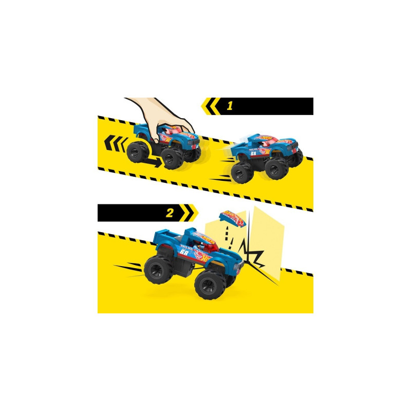 Mattel MEGA Hot Wheels Smash-und-Crash Race Ace Monster Truck, Konstruktionsspielzeug