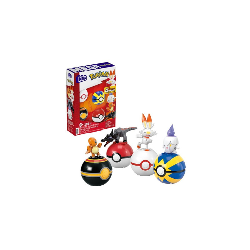 Mattel MEGA Pokémon 4 Feuer-Typ Pokémon Sets, Konstruktionsspielzeug