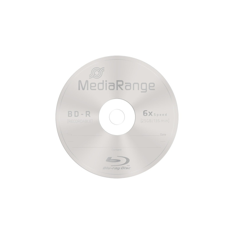 MediaRange BD-R 25 GB, Blu-ray-Rohlinge(6-fach, 25 Stück)