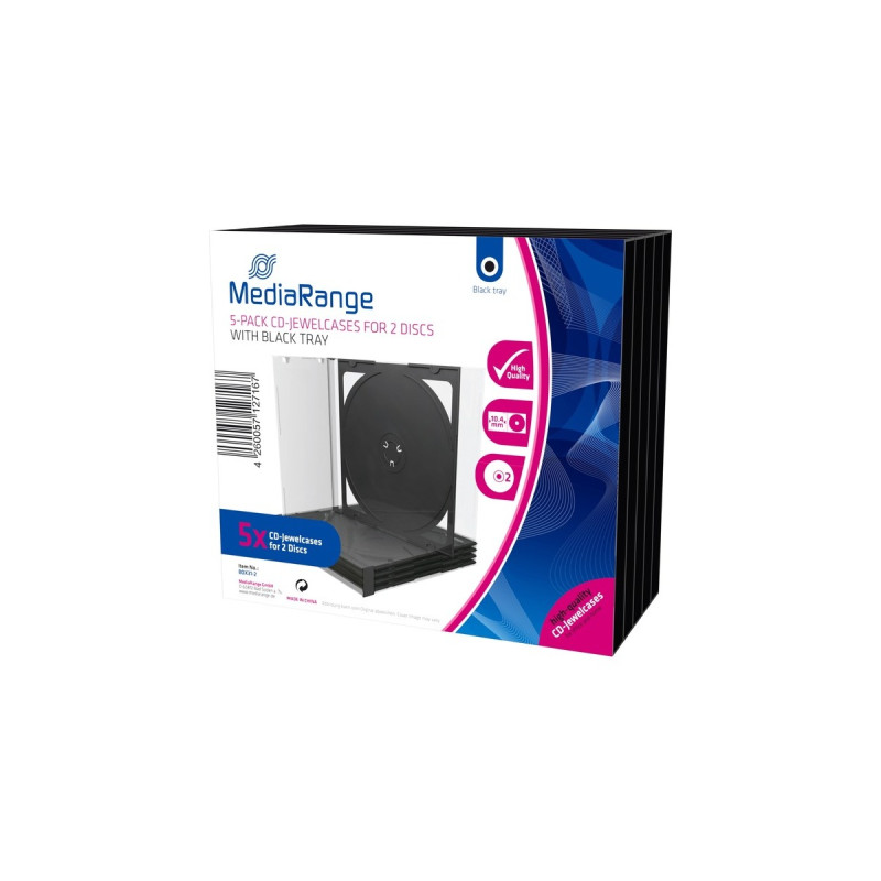 MediaRange CD/DVD Jewelcase Retail-Pack Double 5St, Schutzhülle(Retail)