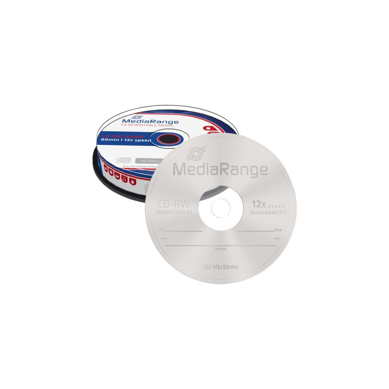 MediaRange CD-RW 700 MB, CD-Rohlinge(12fach, 10 Stück)