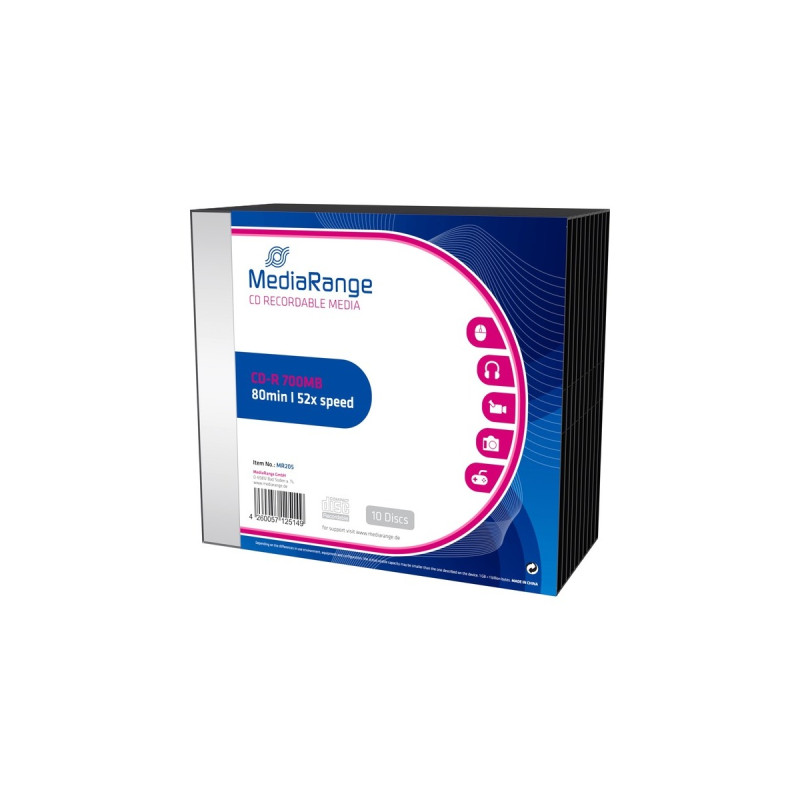 MediaRange CD-R 700 MB, CD-Rohlinge(52fach, 10 Stück)
