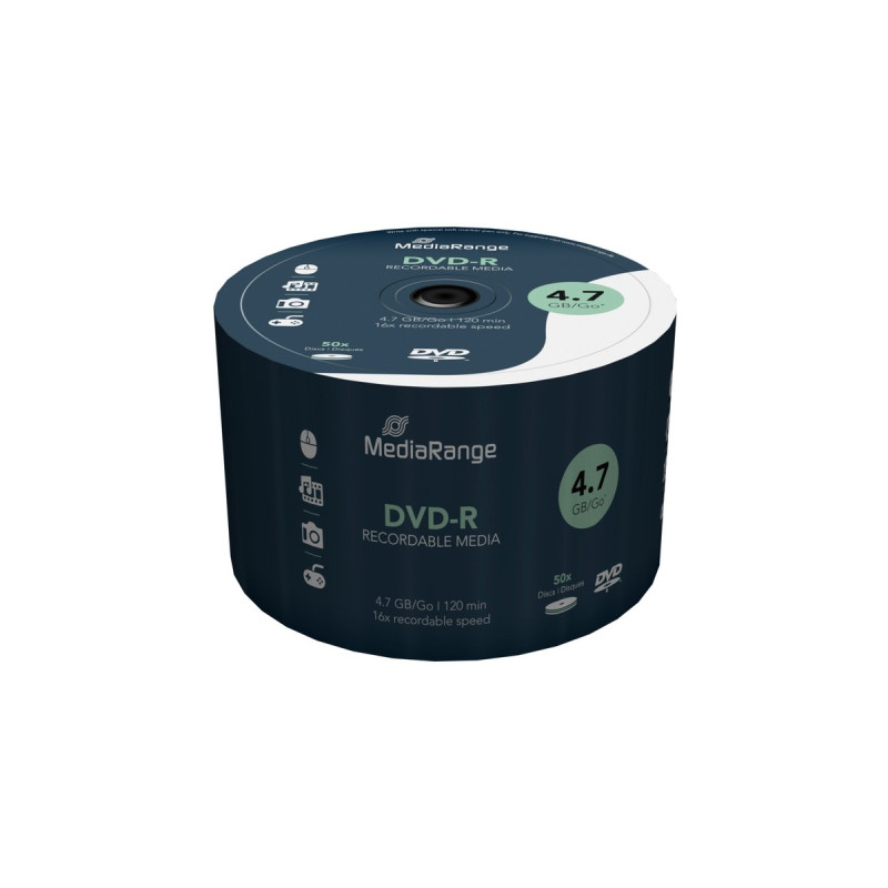 MediaRange DVD-R 4,7 GB, DVD-Rohlinge(16fach, 50 Stück)