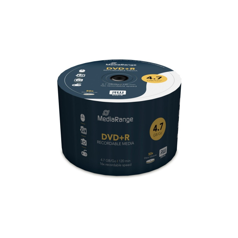 MediaRange DVD+R 4,7 GB, DVD-Rohlinge(16fach, 50 Stück)