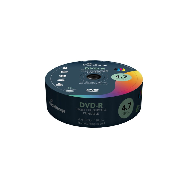 MediaRange DVD-R 4,7 GB, DVD-Rohlinge(16fach, 25 Stück)