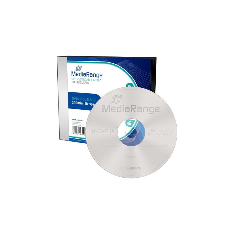 MediaRange DVD+R DL 8,5 GB, DVD-Rohlinge(8fach, 5 Stück)