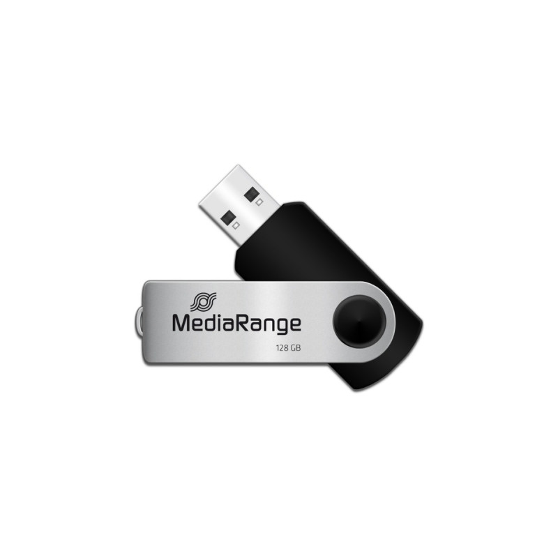 MediaRange Flexi-Drive 128 GB, USB-Stick(schwarz/silber, USB-A 2.0)