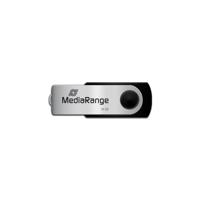 MediaRange Flexi-Drive 16 GB, USB-Stick(schwarz/silber, USB-A 2.0)