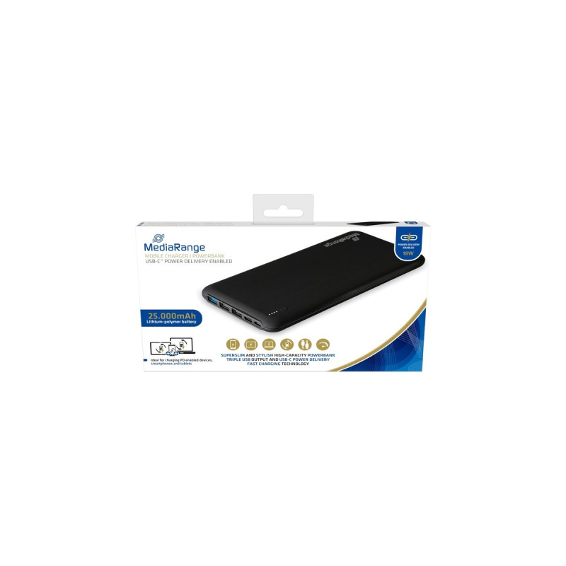 MediaRange Powerbank 25.000 mAh(schwarz, Power Delivery 3.0)
