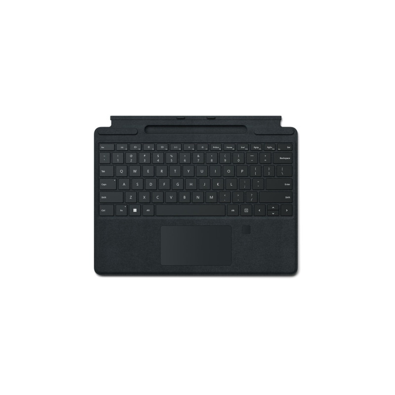 Microsoft Surface Pro Signature Keyboard mit Fingerabdruckleser, Tastatur(schwarz, DE-Layout, für Surface Pro 8 und Surface Pro X)