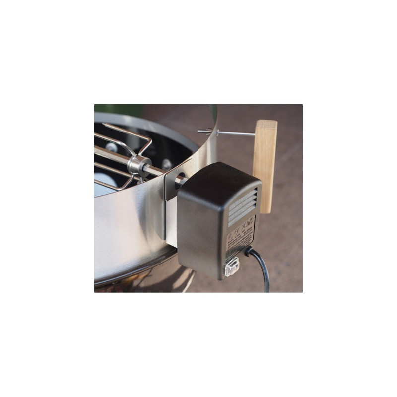 Moesta Rotisserie-Set für Smokin' PizzaRing, für 47cm + 50cm Kugelgrill, Grillspieß(silber/schwarz, Batteriebetrieb)