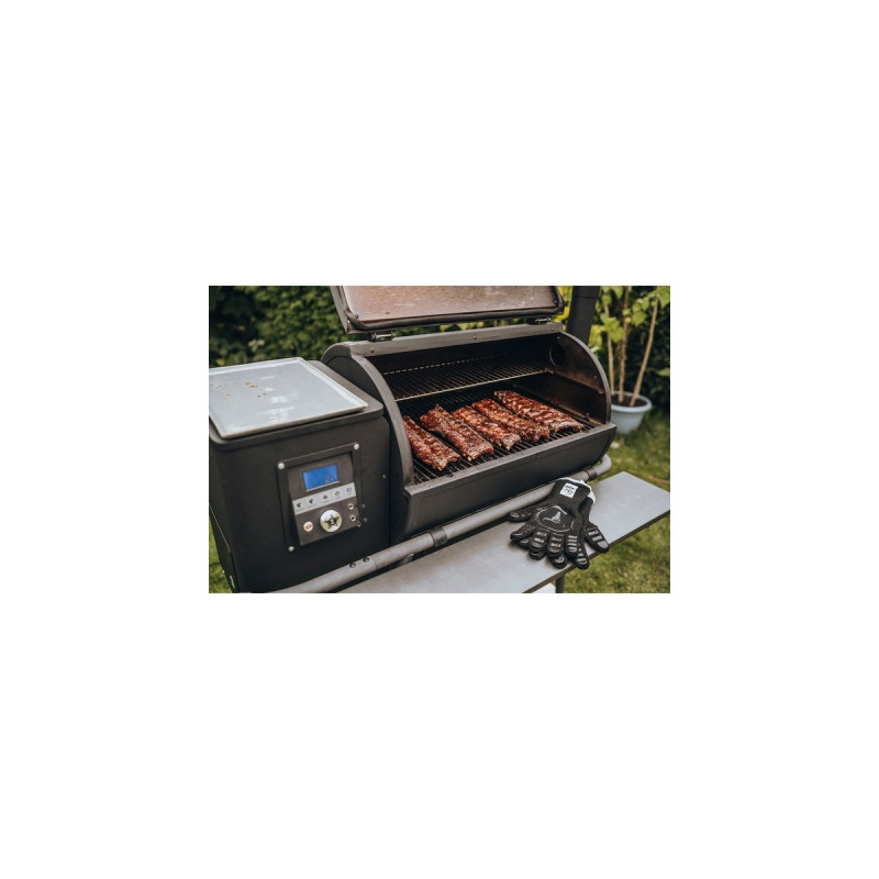Moesta Sheriff Pelletgrill, inkl. Frontablage PaperPlank black und Haken(schwarz)