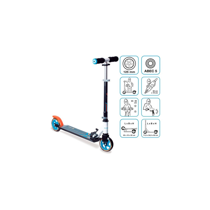 Muuwmi Aluminium Scooter 125 mm(schwarz/blau)
