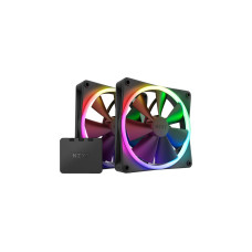 NZXT F140 RGB DUO Twin 140x140x25, Gehäuselüfter(schwarz, 2er Pack, inkl. RGB-Controller)