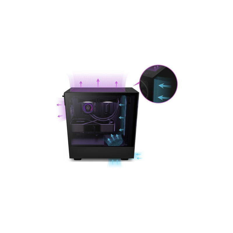 NZXT H5 Elite All Black, Tower-Gehäuse(schwarz, Tempered Glass)