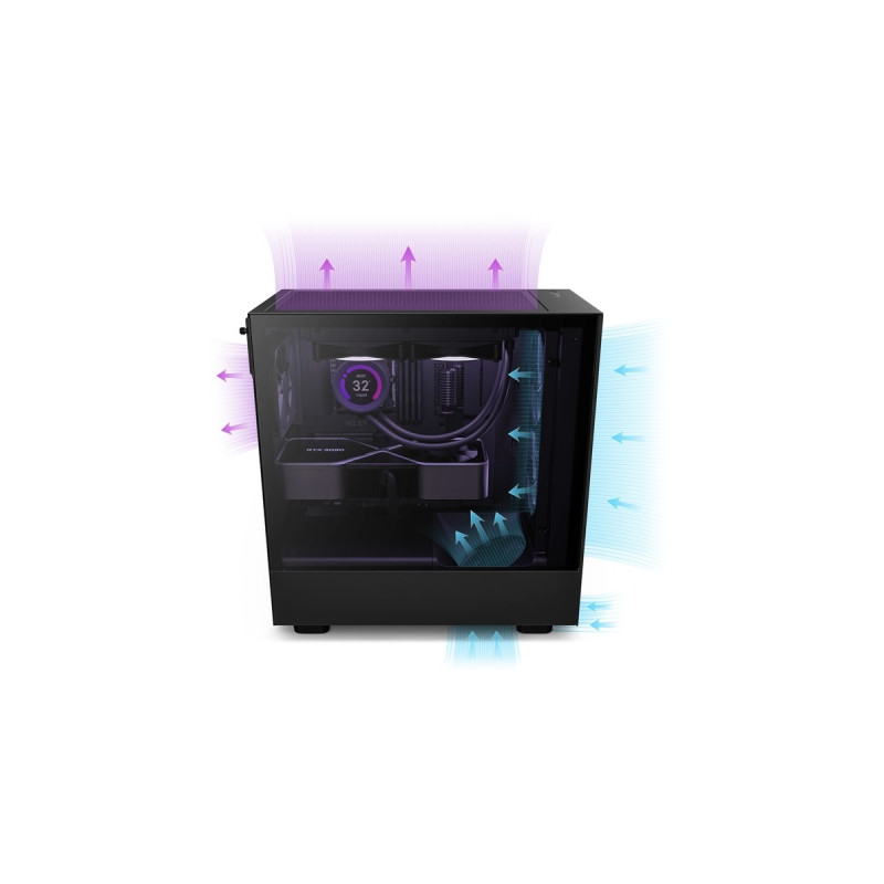 NZXT H5 Flow All Black, Tower-Gehäuse(schwarz (matt), Tempered Glass)