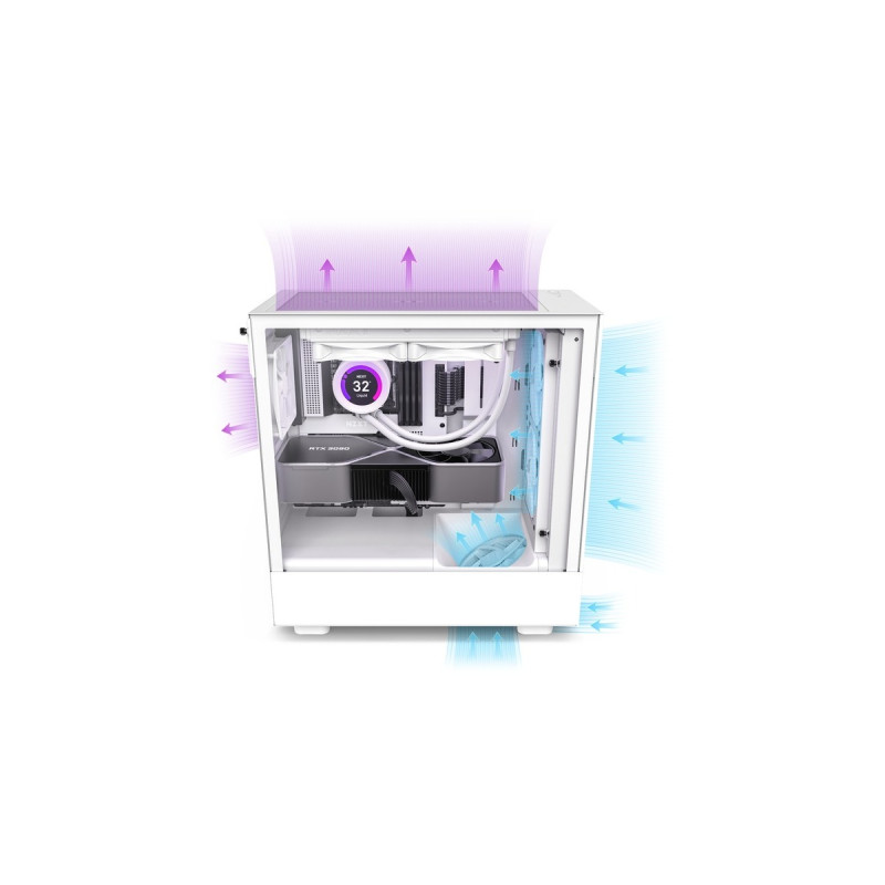 NZXT H5 Flow All White, Tower-Gehäuse(weiß (matt), Tempered Glass)