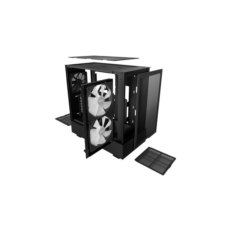 NZXT H5 Flow RGB All Black, Tower-Gehäuse(schwarz (matt),Tempered Glass)