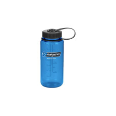 Nalgene Trinkflasche "Wide Mouth Sustain" 0,5 Liter, 16oz(transparent/blau, Weithalsflasche)
