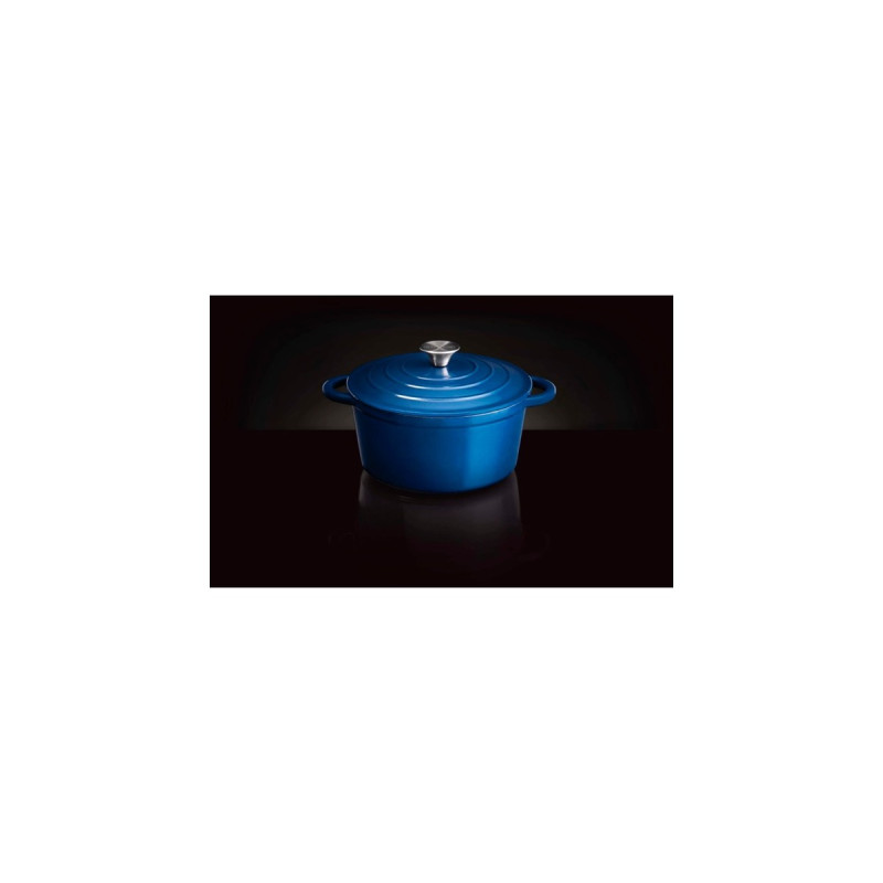 Napoleon Bräter aus Gusseisen, emailliert,Ø 23cm, 4 Liter(blau/weiß, mit Deckel)