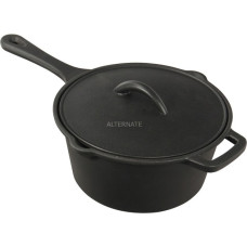 Napoleon Gusseiser Soßentopf mit Deckel, Pfanne(schwarz, Ø 19cm)