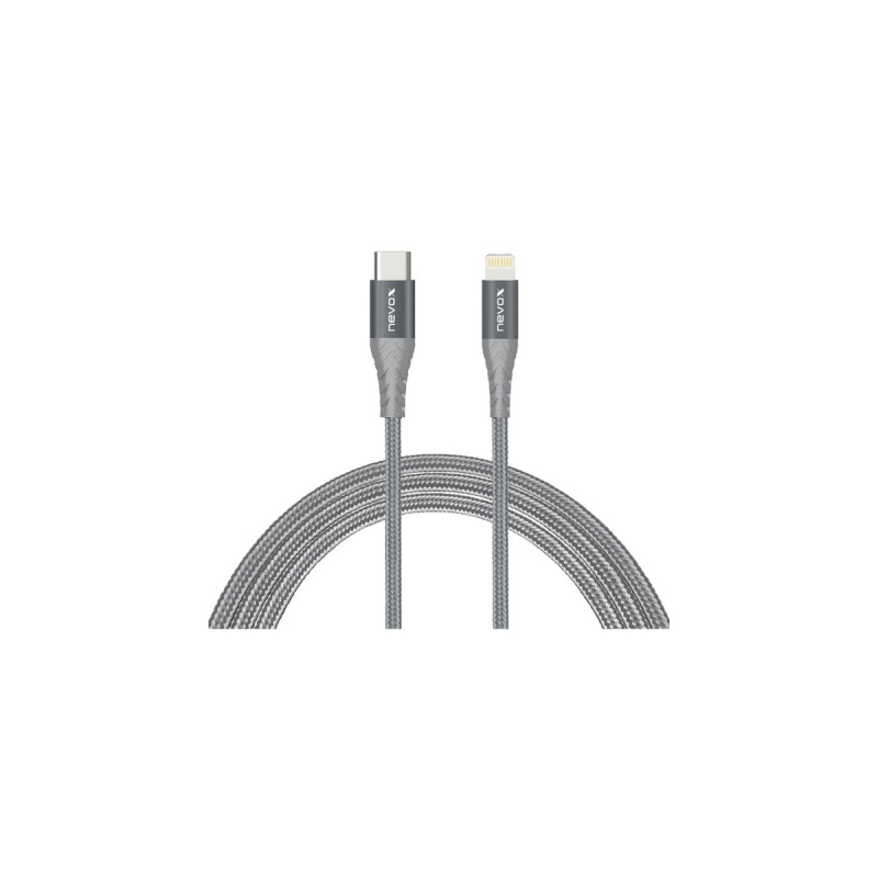 Lightning Stecker(silber/grau, 1 Meter, PD, gesleevt)