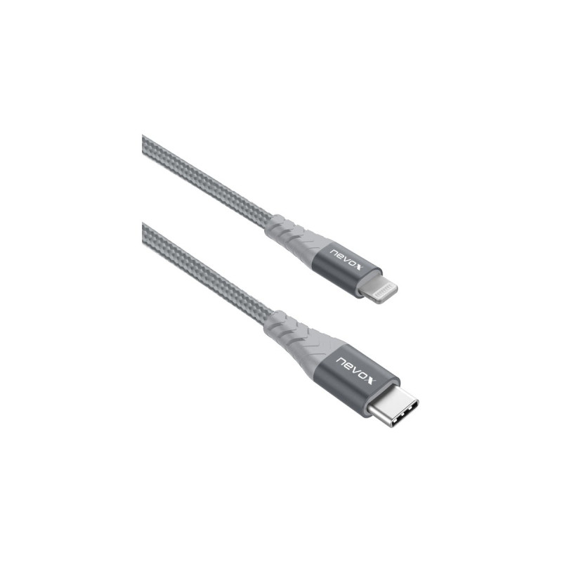 Lightning Stecker(silber/grau, 1 Meter, PD, gesleevt)