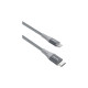 Lightning Stecker(silber/grau, 2 Meter, PD, gesleevt)