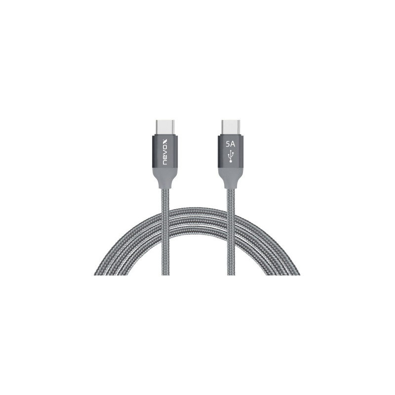 USB-C Stecker(grau, 1 Meter, PD, Laden mit bis zu 100 Watt)