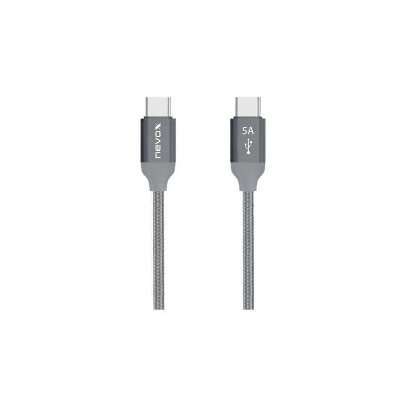 USB-C Stecker(grau, 2 Meter, PD, Laden mit bis zu 100 Watt)