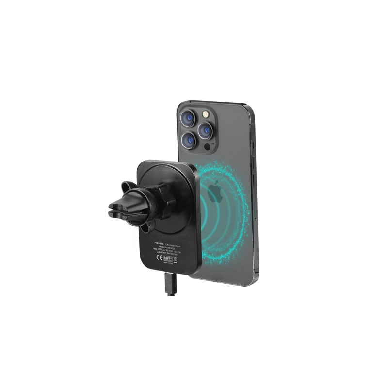 Nevox Wireless Fast Car Charger 15 Watt, Ladegerät(schwarz, Kompatibel mit MagSafe)