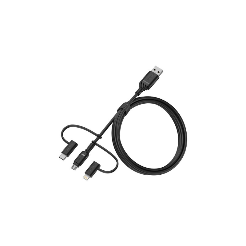 Micro-USB + USB-C + Lightning Stecker(schwarz, 1 Meter)