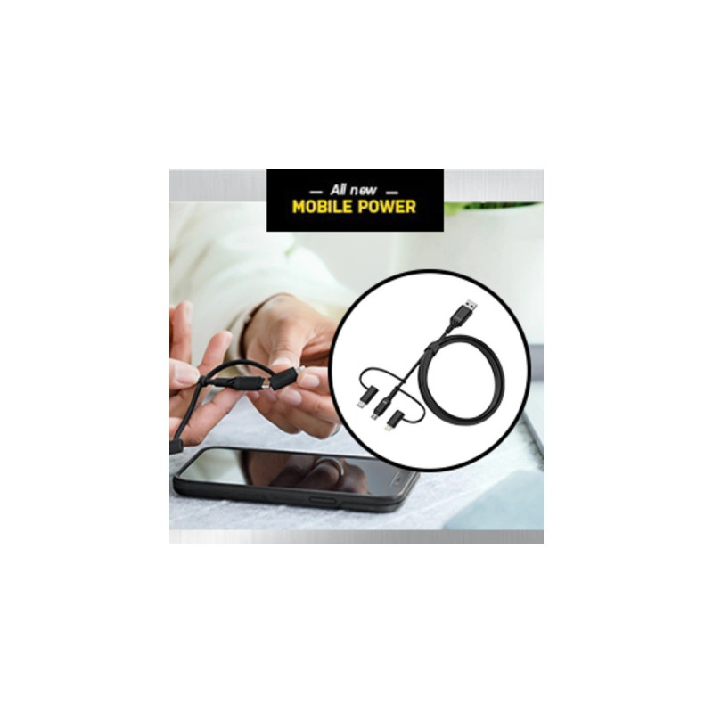 Micro-USB + USB-C + Lightning Stecker(schwarz, 1 Meter)