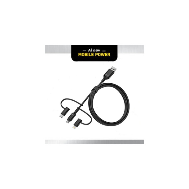 Micro-USB + USB-C + Lightning Stecker(schwarz, 1 Meter)