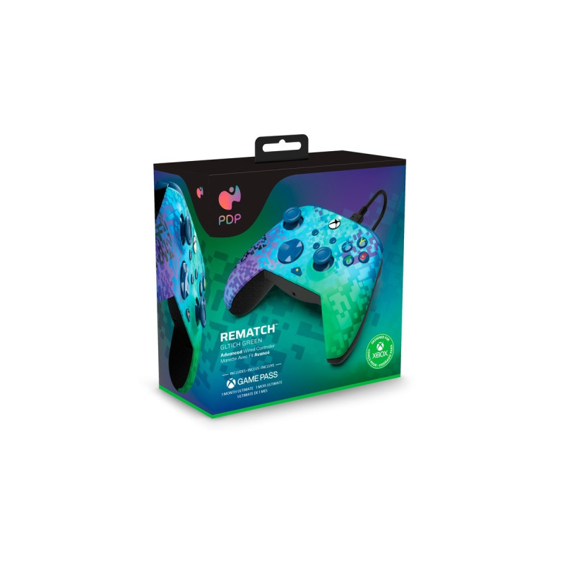 PDP Rematch Advanced Wired Controller - Glitch Green, Gamepad(grün/lila, für Xbox Series X|S, Xbox One, PC)