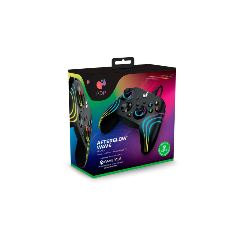 PDP Wired Controller - Afterglow Wave, Gamepad(schwarz, für Xbox Series X|S, Xbox One, PC)