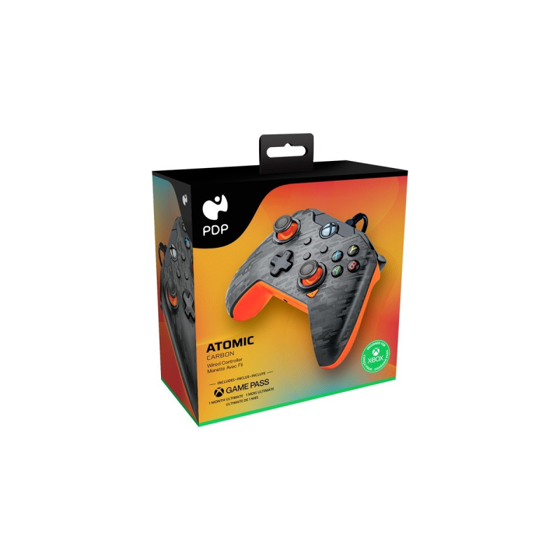 PDP Wired Controller - Atomic Carbon, Gamepad(anthrazit/orange, für Xbox Series X|S, Xbox One, PC)
