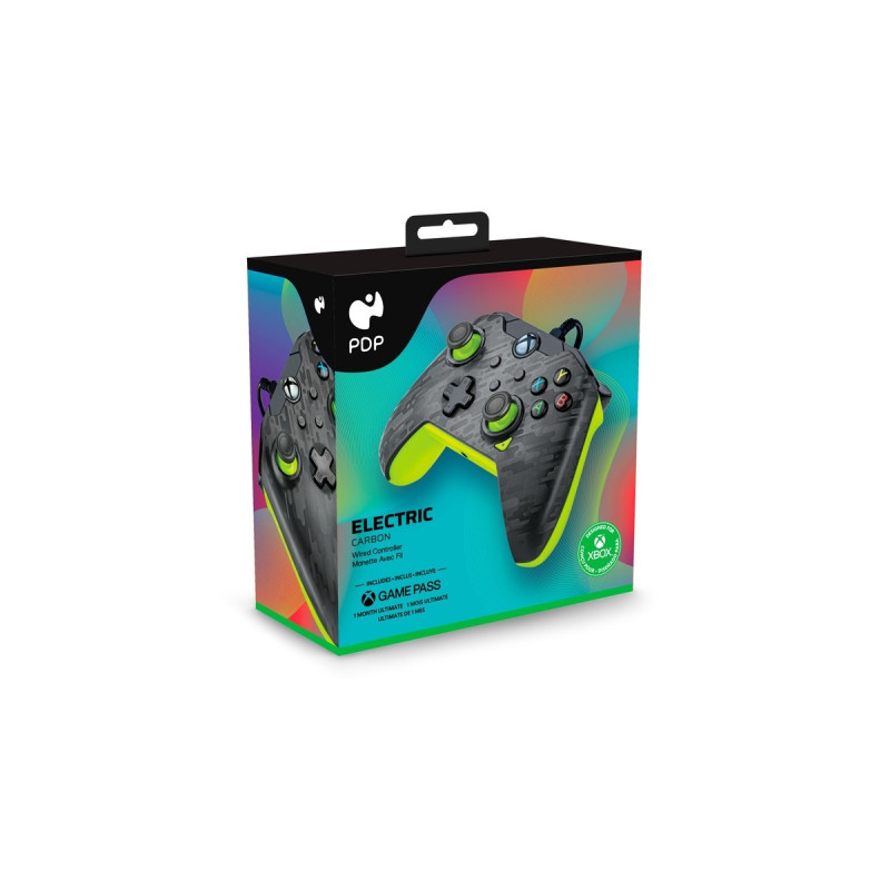PDP Wired Controller - Electric Carbon, Gamepad(anthrazit/neon-grün, für Xbox Series X|S, Xbox One, PC)