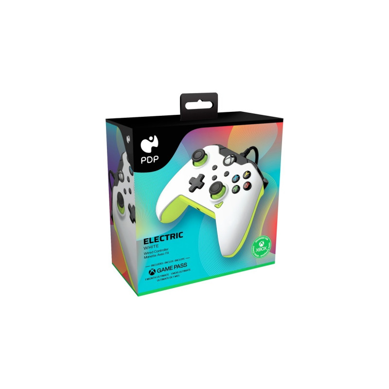 PDP Wired Controller - Electric White, Gamepad(weiß/neon-grün, für Xbox Series X|S, Xbox One, PC)