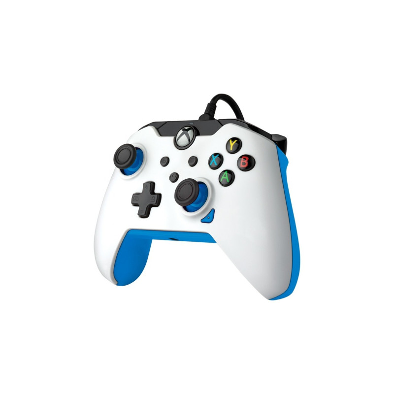 PDP Wired Controller - Ion White, Gamepad(weiß/neon-blau, für Xbox Series X|S, Xbox One, PC)