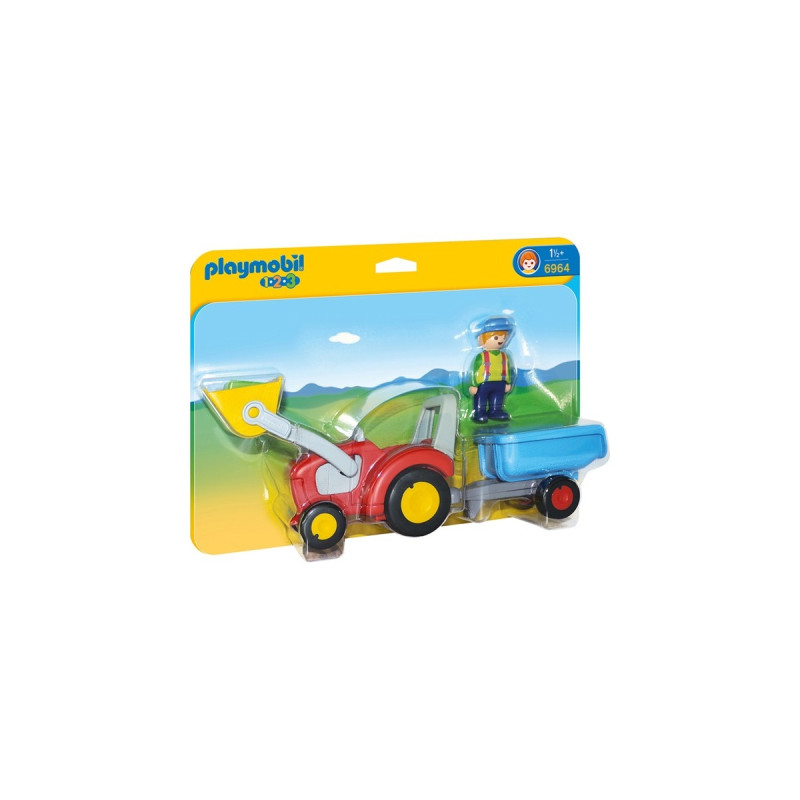 PLAYMOBIL 6964 1.2.3 Traktor mit Anhänger, Konstruktionsspielzeug
