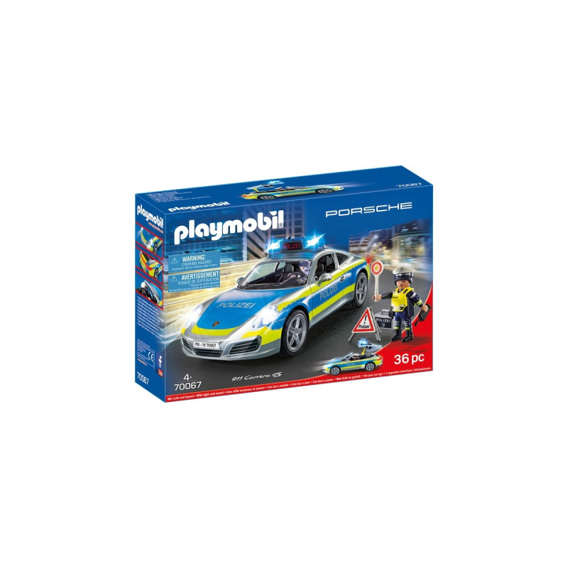 PLAYMOBIL 70067 City Action Porsche 911 Carrera 4S Polizei, Konstruktionsspielzeug(Mit Licht und Sound)