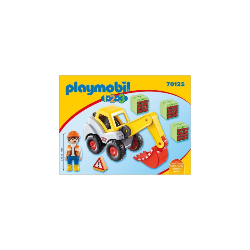 PLAYMOBIL 70125 1.2.3 Schaufelbagger, Konstruktionsspielzeug
