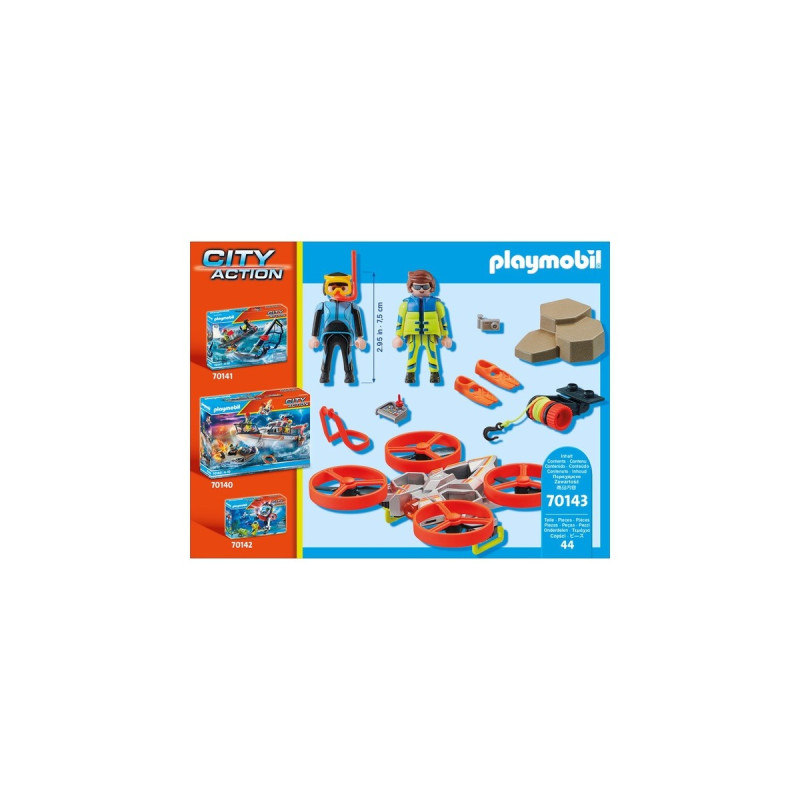 PLAYMOBIL 70143 City Action Seenot: Taucher-Bergung mit Rettungsdrohne, Konstruktionsspielzeug