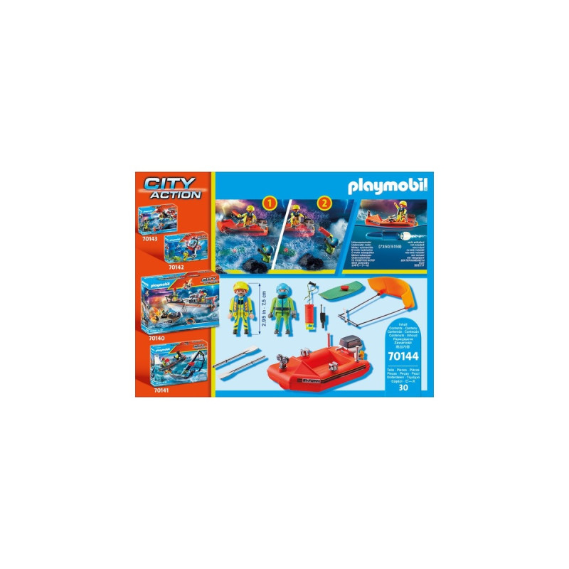 PLAYMOBIL 70144 City Action Seenot: Kitesurfer-Rettung mit Boot, Konstruktionsspielzeug