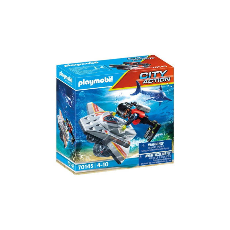 PLAYMOBIL 70145 City Action Seenot: Tauchscooter im Rettungseinsatz, Konstruktionsspielzeug