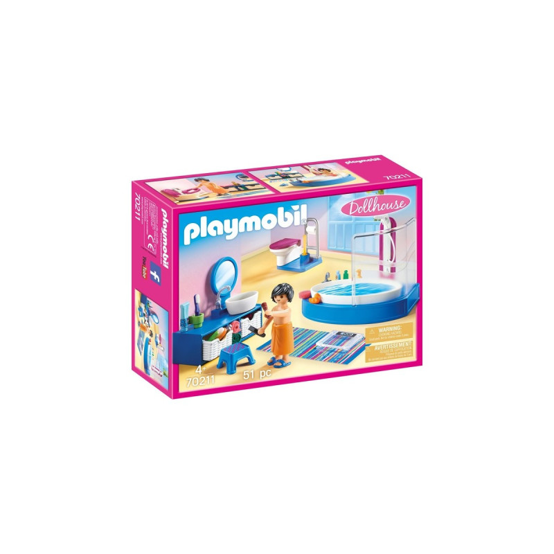 PLAYMOBIL 70211 Dollhouse Badezimmer, Konstruktionsspielzeug