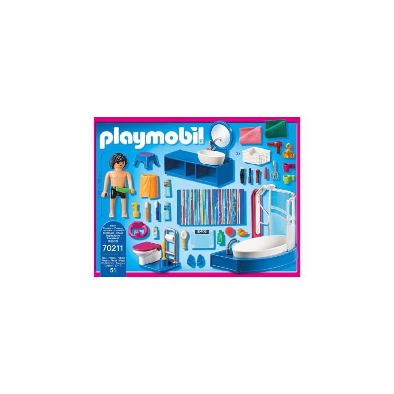 PLAYMOBIL 70211 Dollhouse Badezimmer, Konstruktionsspielzeug